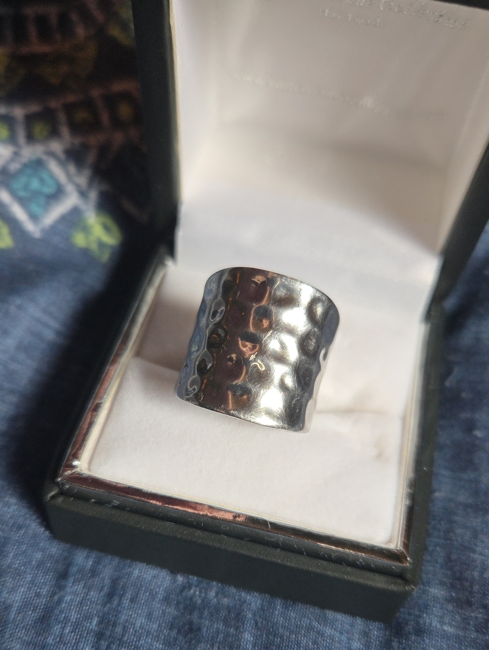 Fifth Avenue Collection Silver Hammered Wide Band Ring